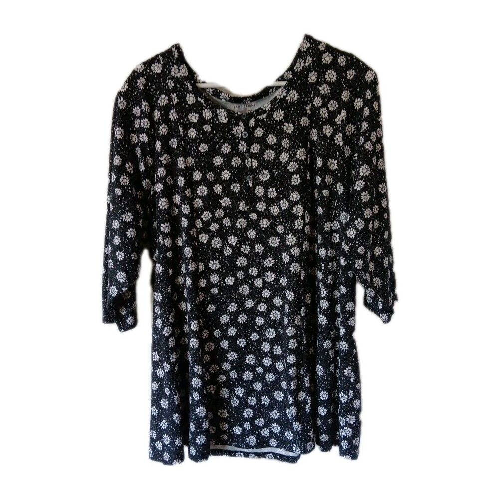 Lane Bryant 22/24 Pull Over Tunic Mini Dress 3/4 Sleeves Button Detail Soft Swin